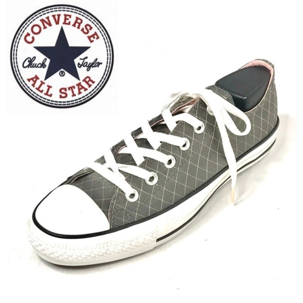 CONVERSE ALL STARS GREY & PINK SATIN SNEAKERS 9.5